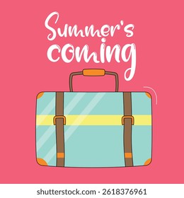 Modern Hand Drawn Travel Bag Vector with Soft Colors, Perfect for Summer Holiday Themes, Vacations, Tourism Designs, and Seasonal Illustrations.