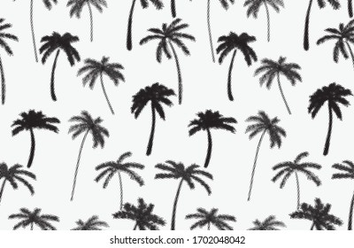 Modern hand drawn Tropical palm tree with hand drawn halftones  , design for fashion, fabric and all prints monochrome in black on white background. 