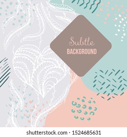 Modern hand drawn vector abstract subtle background with zentangle drawing and patterns
