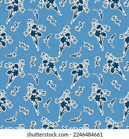 Modern Hand drawn Wild Meadow florals , Flower bouquet illustration Seamless Pattern Vector Design, Design for fashion , fabric, textile, wallpaper, cover, web , wrapping and all prints 