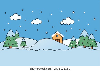 Modern Hand Drawn Winter Landscape Backgrounds
