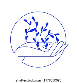 Modern hand with flower logo emblem