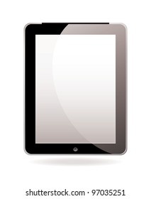 Modern hand held computer tablet computer with white screen