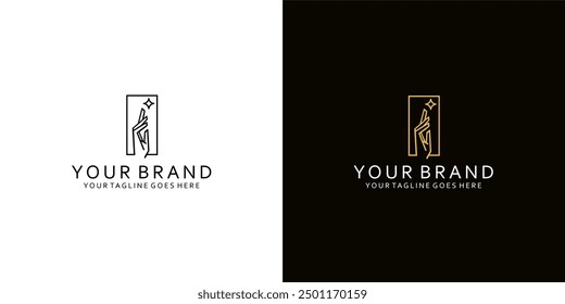 A modern hand logo with simple lines that give an elegant impression