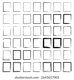 Quadros quadrados esboçados à mão modernos com variações pintadas e sólidas, perfeito para planos de fundo de layout abstrato ou arte contemporânea e design de ícones.