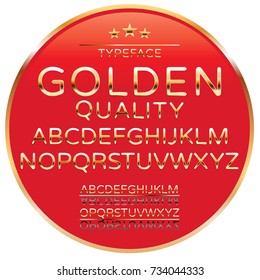 Modern Hand Written Typeface,Vector set of shiny gold letters. Original Design. Custom Typography. Calligraphic Alphabet. Vector Illustration.Contains graphic style.