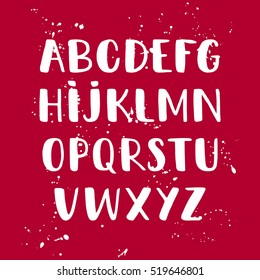 Modern hand written uppercase alphabet. Educational poster with latin alphabet letters. 