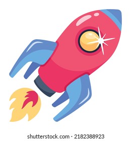 Modern handcrafted flat icon of rocket