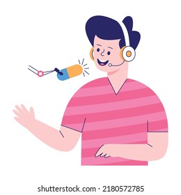 Modern handcrafted illustration of singing 