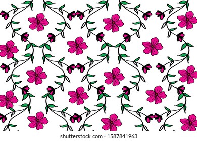 Modern hand-drawn floral vector patterns, bright colorful flowers