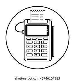 Modern handheld cash register machine with receipt printer and numeric keypad for retail checkout transactions