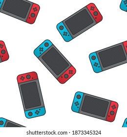 Modern Handheld Console Gaming Vector Seamless Pattern Illustration