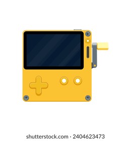 Modern handheld game console in retro style. Cartoon portable game console isolated on white background in vector. Illustration with separate layers. 