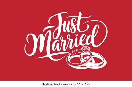 Modern Handmade Calligraphy 'Just Married' Lettering Vector Illustration for Wedding Card Backgrounds