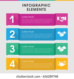 Modern handshake infographic template. infographic design with handshake icons includes . can be used for presentation, diagram, annual report, web design.