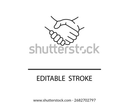 Modern handshake line icon symbolizing partnership, trust, and agreement in business or community outreach initiatives with editable stroke.