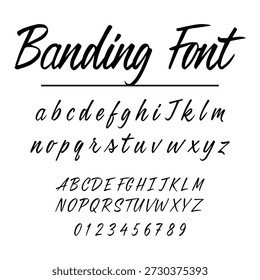 Modern Handwritten Brush Script Font Vector Alphabet Set