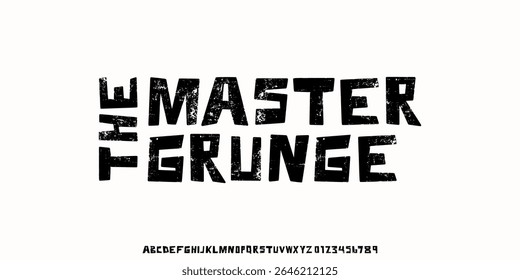 Modern Handwritten Grunge Font. Rough Font. Distress Bold Font. Uppercase, Number,Typography urban style alphabet fonts for fashion, sport, movie, logo design, vector illustration