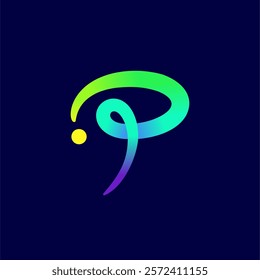 Modern handwritten initial P logo design