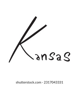 Modern Handwritten Kansas ,good for graphic design resources, posters, pamflets, stickers, prints, books title, and more.