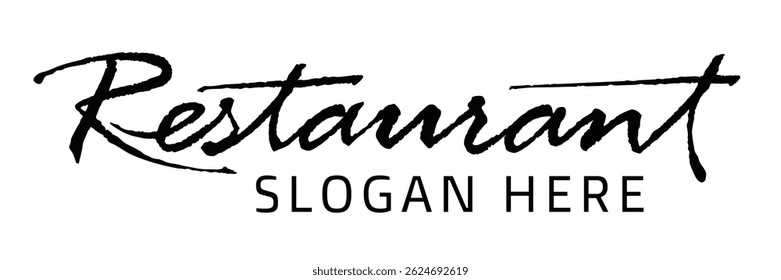Logotipo moderno de restaurante escrito a mano con tipografía de Vector Diseño de firma para la marca y la identidad	