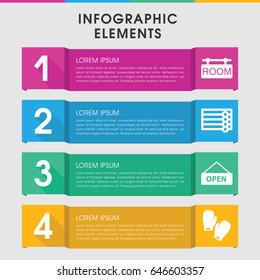 Modern hanging infographic template. infographic design with hanging icons includes wooden wall, room tag. can be used for presentation, diagram, annual report, web design.