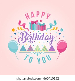 Modern Happy Birthday Card Illustration - Birthday Greeting Card