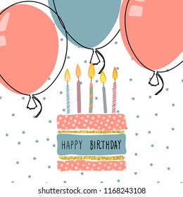 Modern Happy birthday greeting cards design