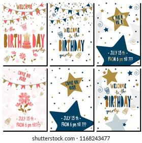 Modern Happy birthday greeting cards design