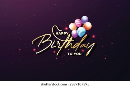 Modern happy birthday party celebration card with colorful balloons decoration abstract vector social media post templates