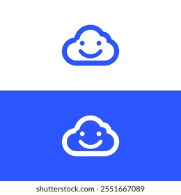 modern happy cloud smile storage database server logo vector illustration template design