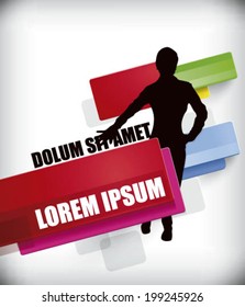 Modern happy and diagonal layout, with square colorful and person 