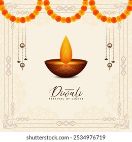 Modern Happy Diwali Indian festival celebration elegant card design vector