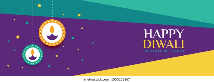 modern happy diwali sale banner in geometric style