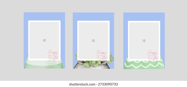 Modern Happy Easter Banner, Poster, Greeting Card, photo gird, photo template