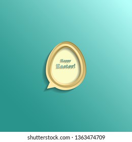 Modern Happy Easter festive greeting card with speech bubble egg, vector background