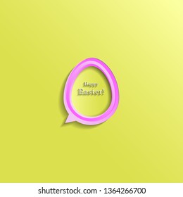 Modern Happy Easter festive greeting card with speech bubble egg, vector background