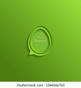 Modern Happy Easter festive greeting card with speech bubble egg, vector background