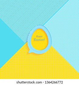 Modern Happy Easter festive greeting card with speech bubble egg, vector background