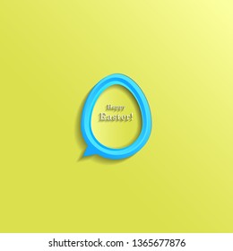 Modern Happy Easter festive greeting card with speech bubble egg, vector background