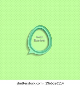 Modern Happy Easter festive greeting card with speech bubble egg, vector background