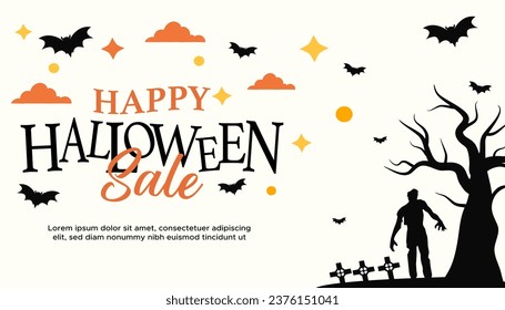 modern a happy halloween sale banner element design post media social vector