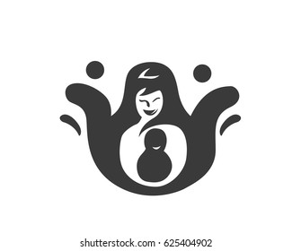 Modern Happy Mother And Baby Community Logo