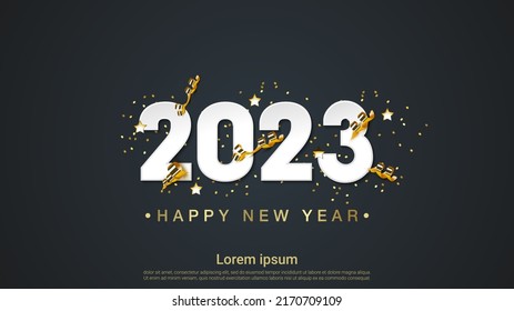 Modern Happy New 2023 Year Ribbon Stock Vector (Royalty Free ...