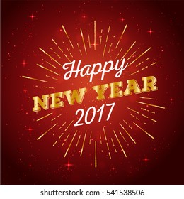 Modern Happy New Year 2017 Celebration Card, Suitable for Invitation, Web Banner, Social Media, and New Year Related Occasion