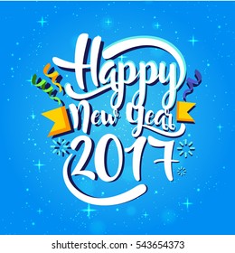 Modern Happy New Year 2017 Celebration Card, Suitable for Invitation, Web Banner, Social Media, and New Year Related Occasion