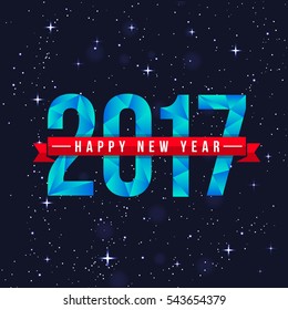 Modern Happy New Year 2017 Celebration Card, Suitable for Invitation, Web Banner, Social Media, and New Year Related Occasion