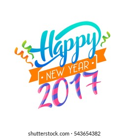 Modern Happy New Year 2017 Celebration Card, Suitable for Invitation, Web Banner, Social Media, and New Year Related Occasion