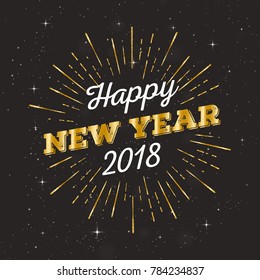 Modern Happy New Year 2018 Celebration Card, Suitable for Invitation, Web Banner, Social Media, and New Year Related Occasion