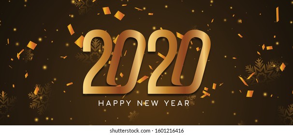 Modern happy new year 2020 decorative banner design
